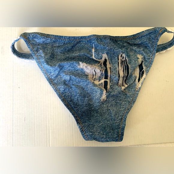 Beautiful bikini top braletta denim pattern multiple back straps metal eyelets - Picture 16 of 16